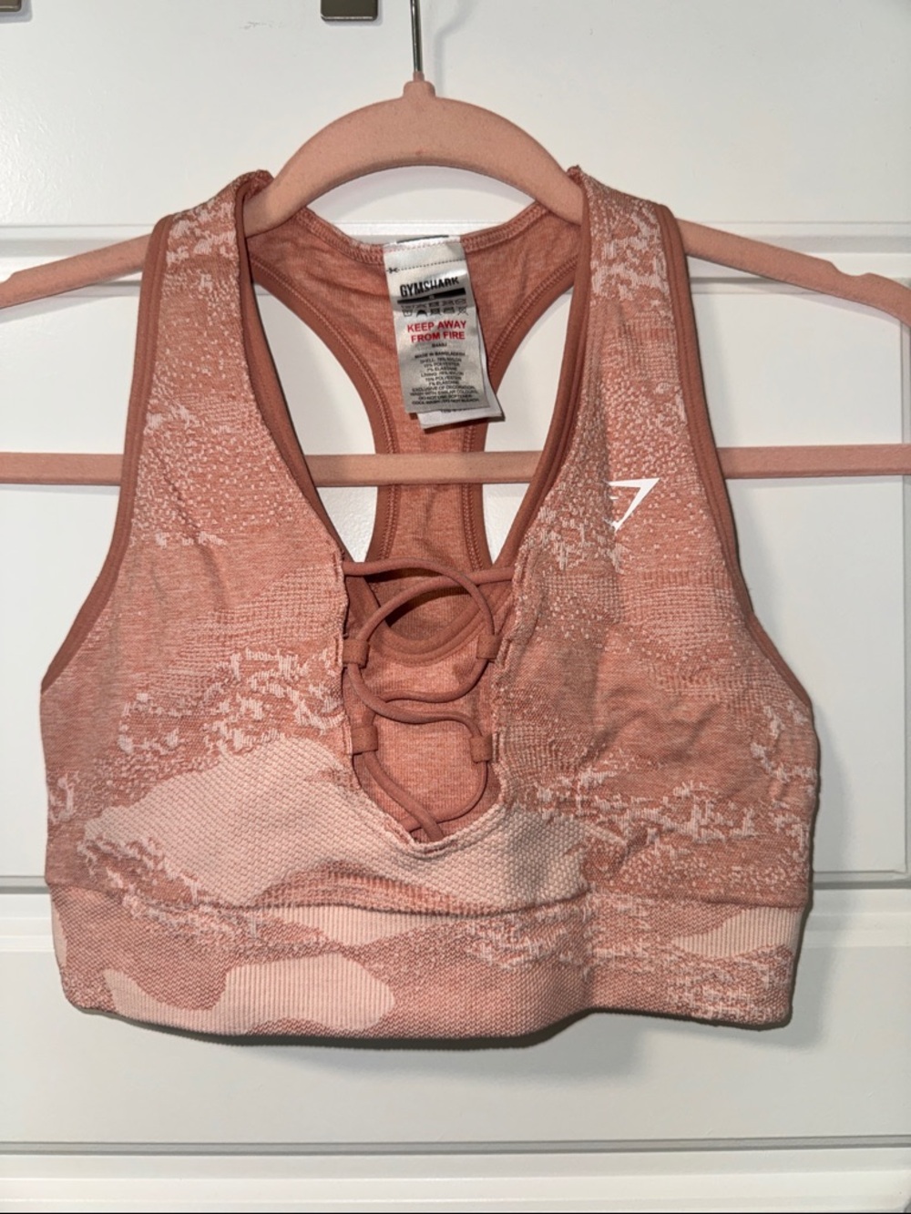 Gymshark Rose Dust Lace-Up Seamless Sports Bra